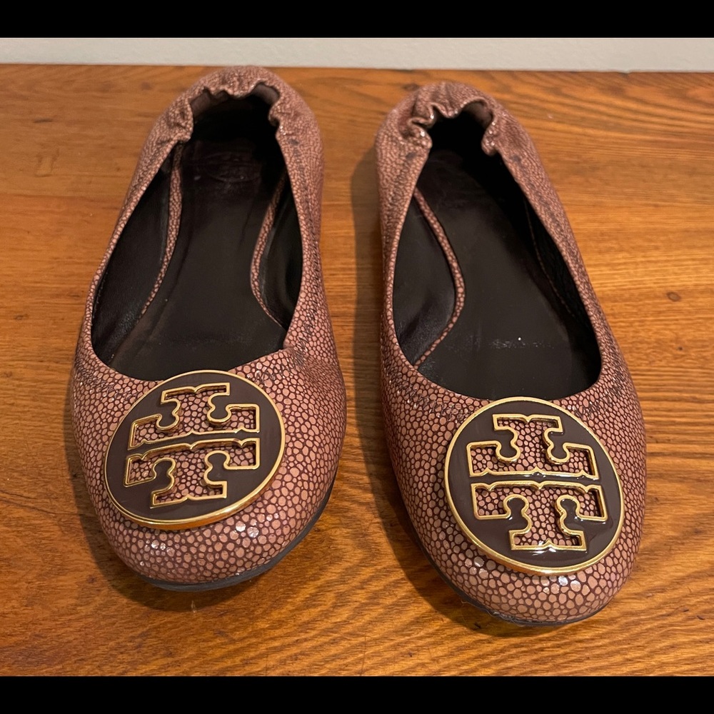 Tory Burch Reva Stingray Leather Ballet Flats